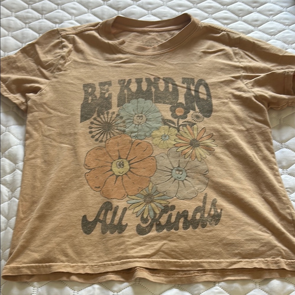 Full Tilt Tan Short Sleeve Tee with Floral Graphic